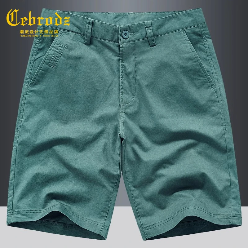 法国Cebrodz男士纯色五分裤短裤简约百搭宽松时尚纯棉中裤沙滩裤