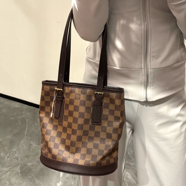 95新 LouisVuitton/路易威登 棋盘格小水桶包 全原 依心