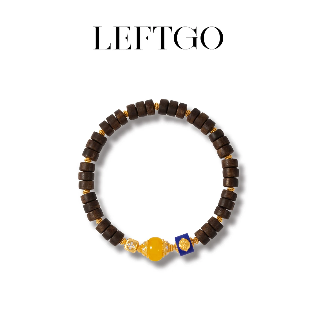 沉香LEFTGO左戈加里曼丹沉香直切珠手串女银镀18k金多样性发一件