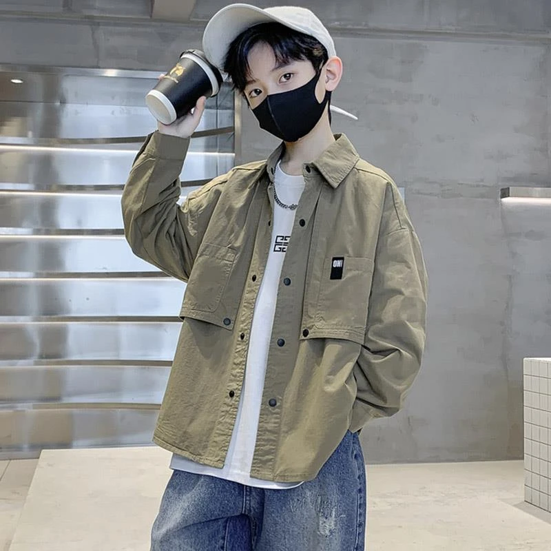 男童衬衫2025新款春秋装中大儿童男孩秋季衬衣上衣外套秋款痞帅潮