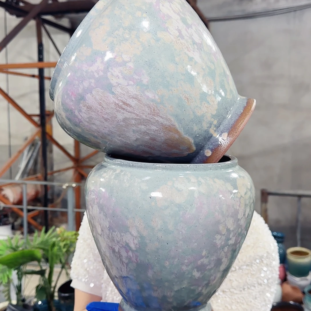 紫砂花盆高21口16