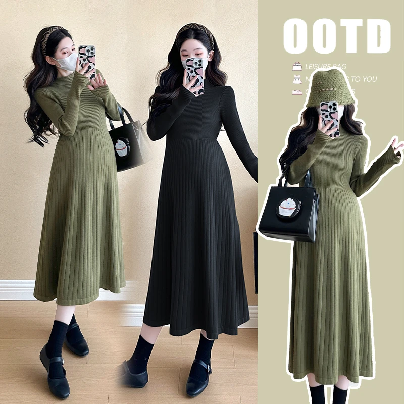 孕妇装秋装2025新款秋冬外穿大码休闲小个子百搭韩版时尚连衣裙女