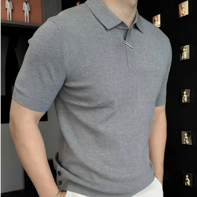 男士春夏款轻奢休闲欧货韩版修身翻领商务时尚港风百搭短袖POLO衫