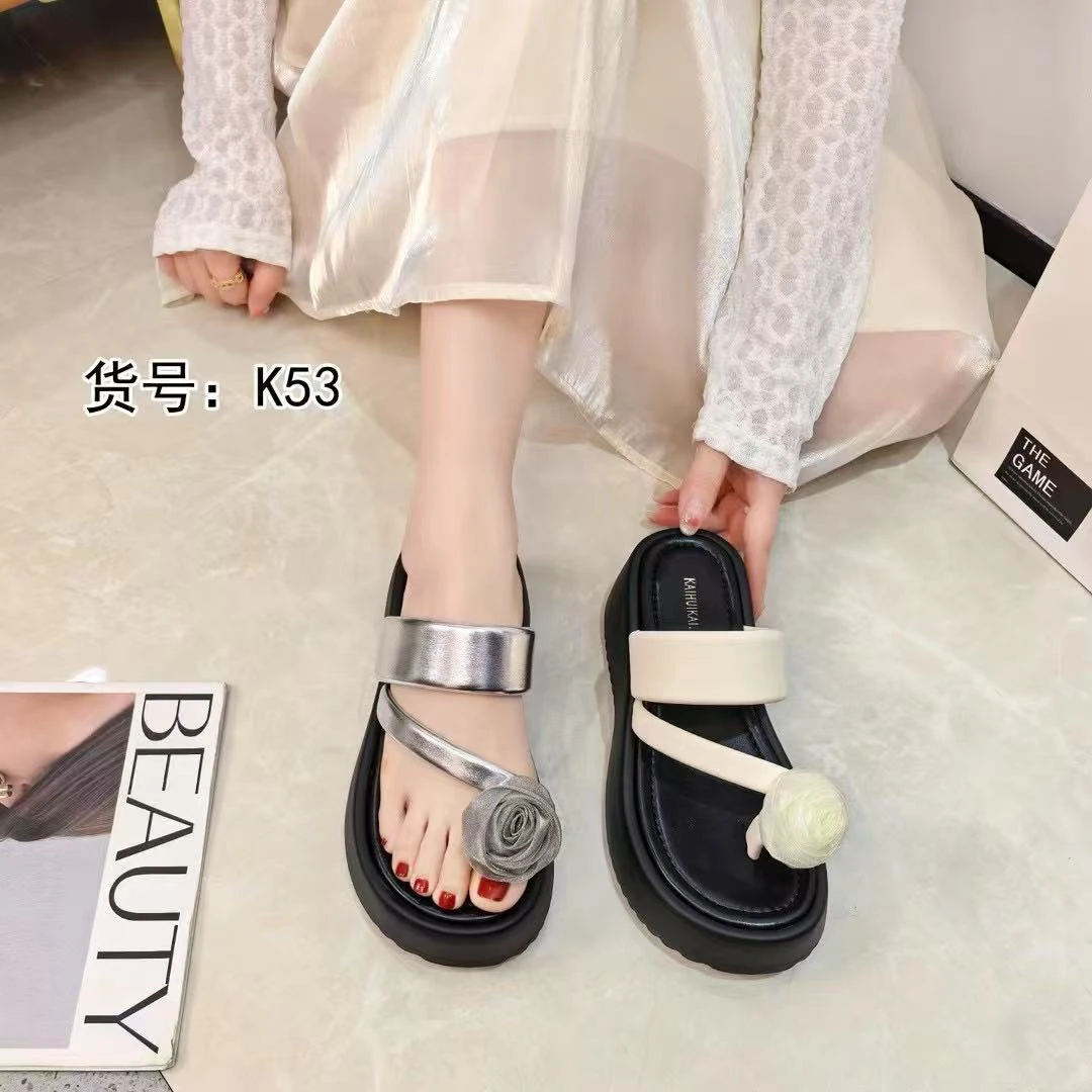 百搭夹趾休闲厚底凉拖鞋2025新款女外穿一脚蹬凉鞋拖鞋 K53
