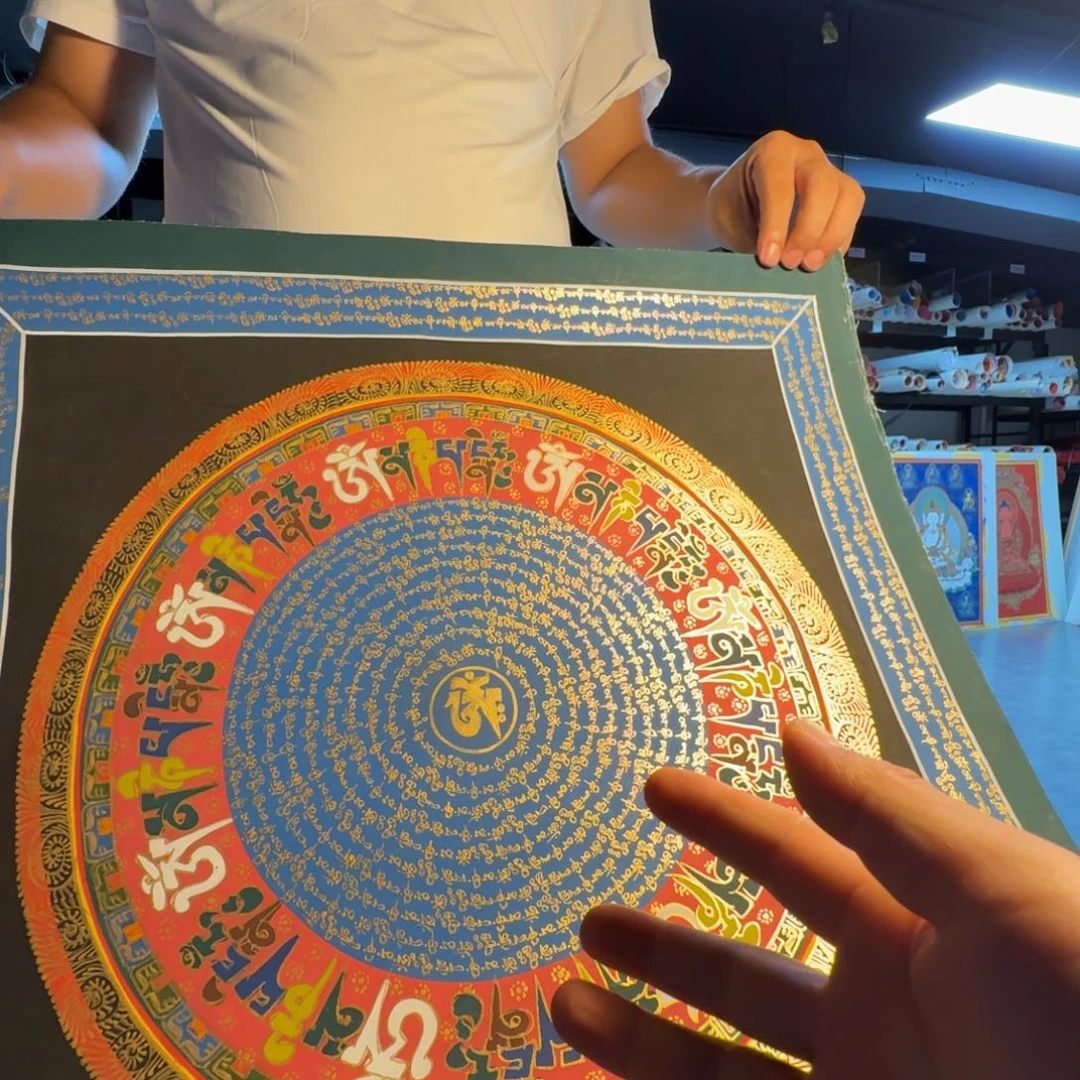 卷轴画六字真言50-50CM 纯手绘唐卡