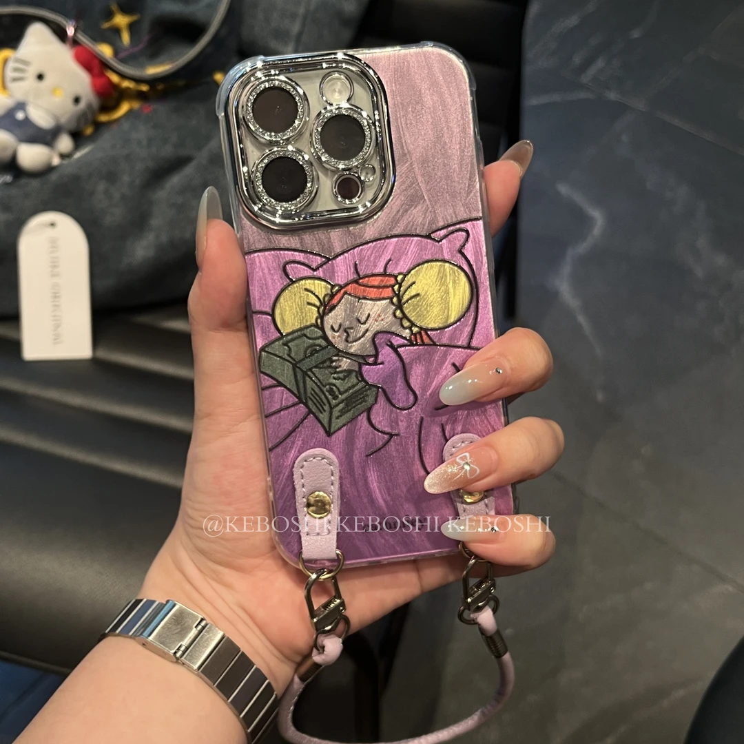 睡觉的富婆适用苹果vivo华为oppo小米一加精孔羽纱手机壳时尚防摔