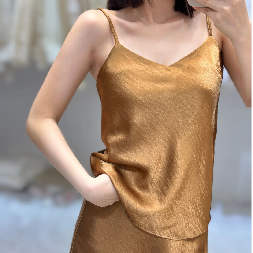 醋酸吊带背心女春季新款