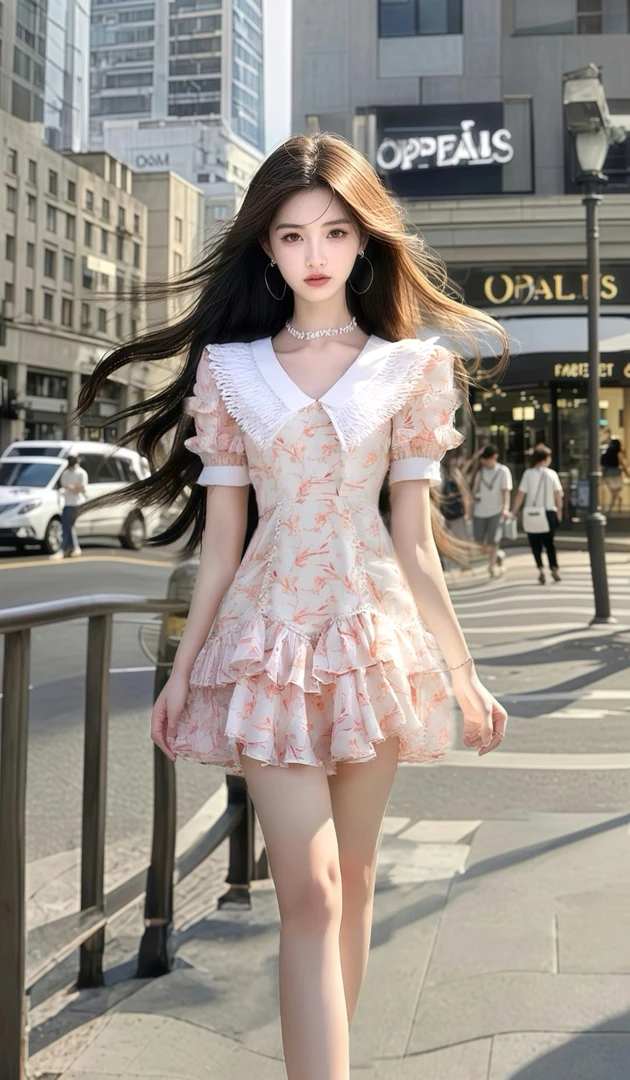 25夏季新款甜美千金风粉色碎花V领名媛轻奢优雅高级氛围感连衣裙