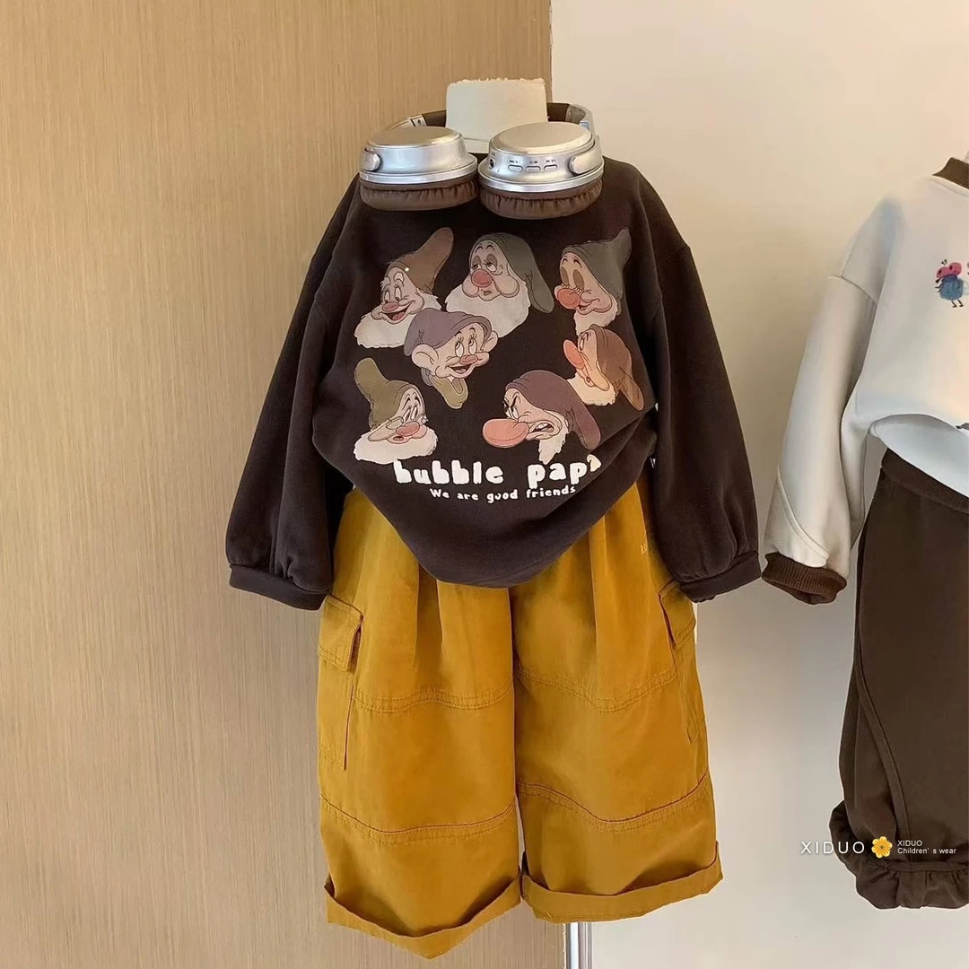 童装女童秋季卡通卫衣2025新款男女童洋气潮酷小矮人休闲长袖上衣