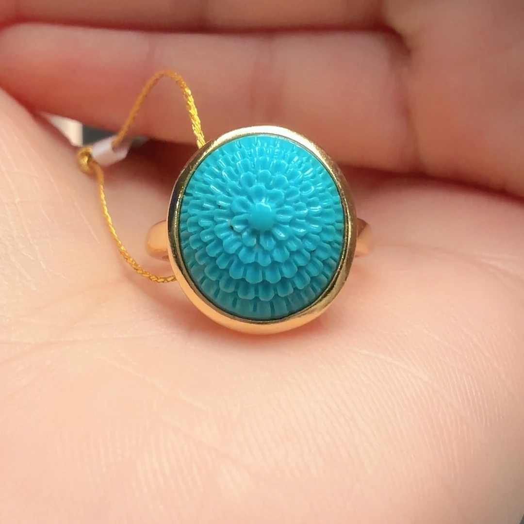 绿松石银S925镶嵌戒指