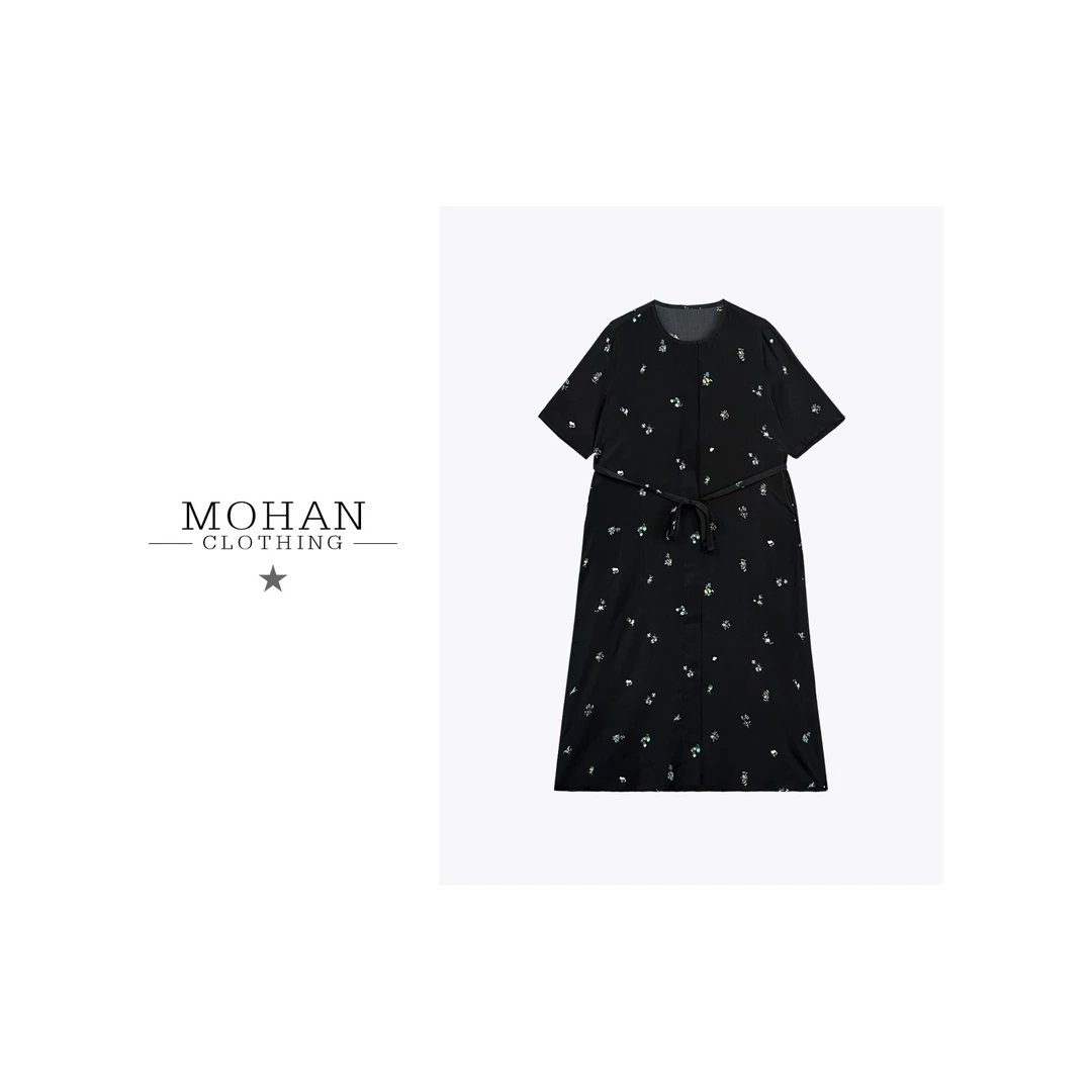 CLOTHING/墨含高奢气质优雅百搭碎花夏季新款桑蚕丝连衣裙WLL3096