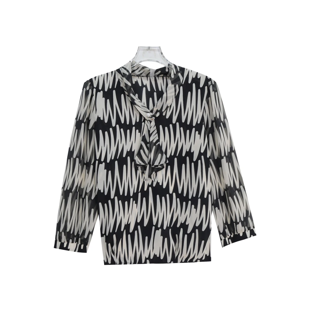 夏季条纹印花气质百搭休闲宽松时尚衬衫S1690