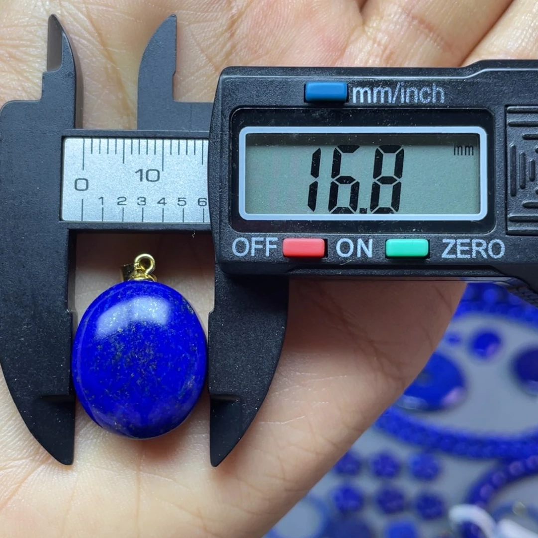 青金石银S925镀金镶嵌16mm蛋面配饰