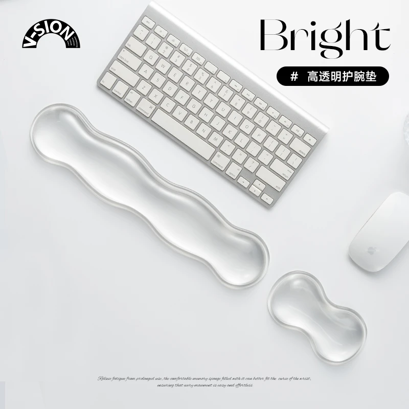 透明波浪护腕鼠标垫女手腕垫防滑办公室笔记本电脑键盘手托