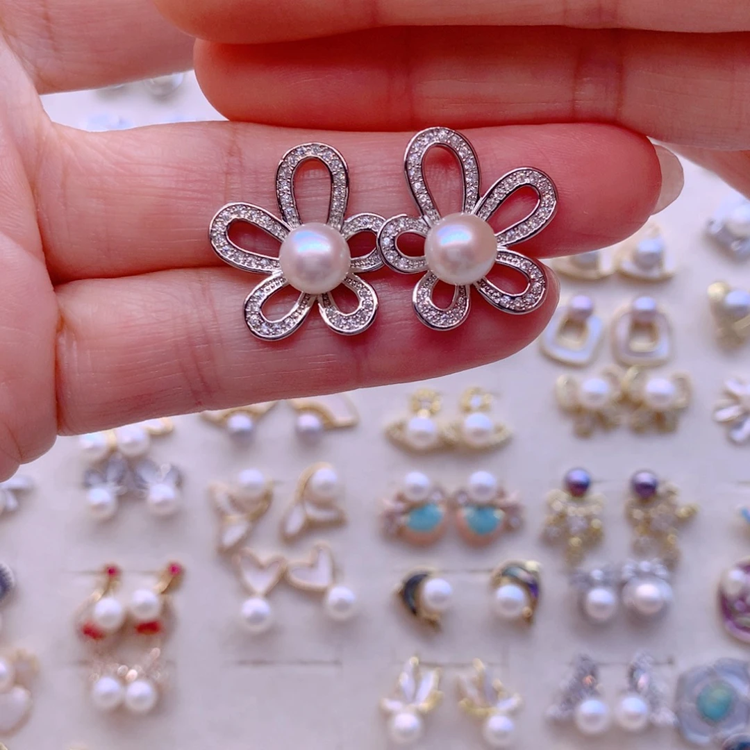 合金淡水珍珠耳饰