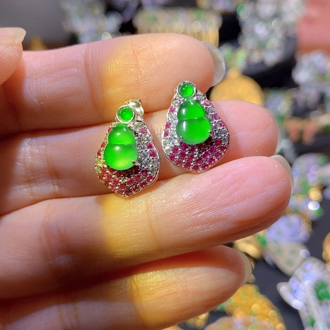 吊坠(不含链)银S925镶嵌翡翠