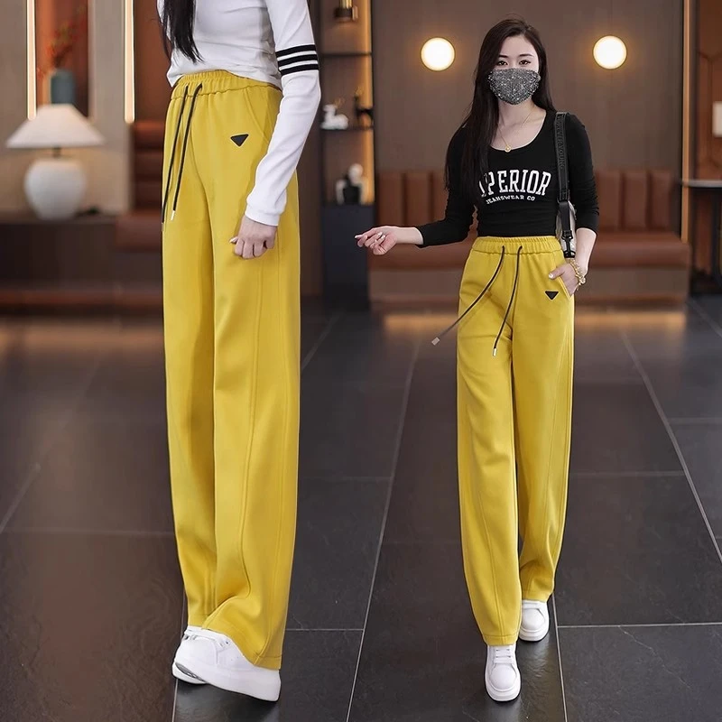 香蕉卫裤窄版阔腿弯刀裤子女2025春夏新款高腰宽松直筒休闲运动裤