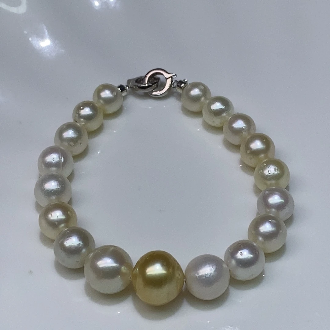 银S925镶嵌海水珍珠手绳