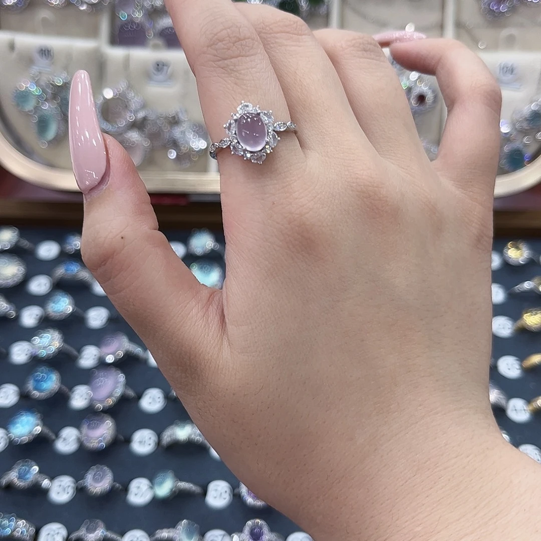 ****银S925镀金镶嵌蛇纹石玉戒指