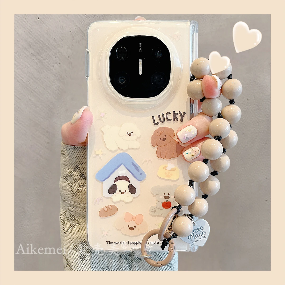 适用华为mateX6折叠屏手机壳MateX5典藏版猫咪小狗matex3中轴保护