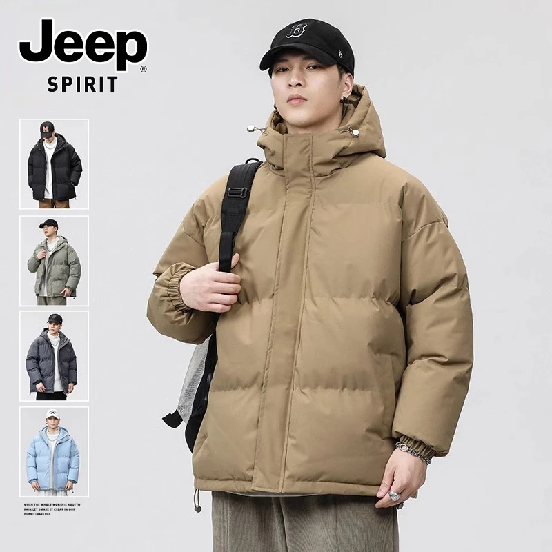 JEEPSPIRIT吉普连帽棉衣男士冬季新款潮牌复古外套时尚帅气上衣服