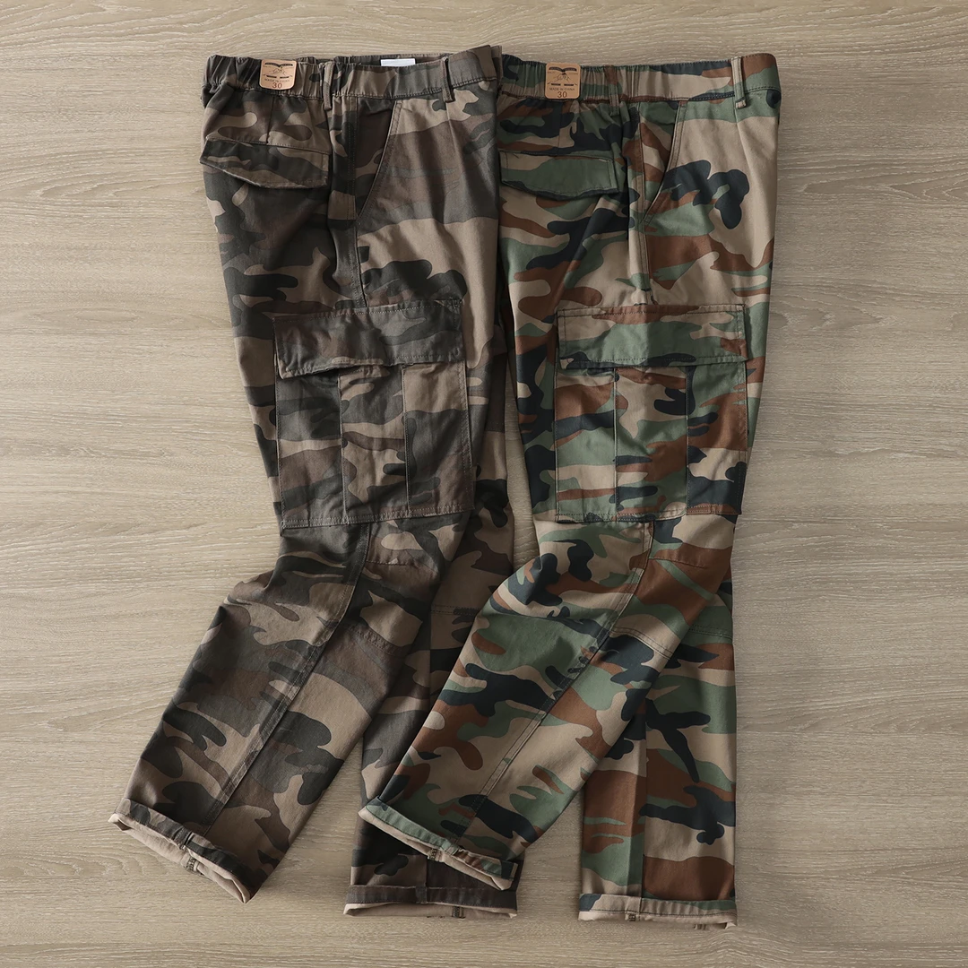 秋冬新款男士迷彩工装裤全棉厚实经典百搭休闲裤美式复古直筒长裤