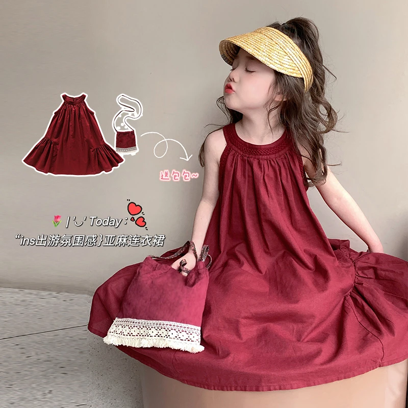女童吊带连衣裙洋气时髦儿童夏季无袖公主裙沙滩裙小女孩背心裙潮