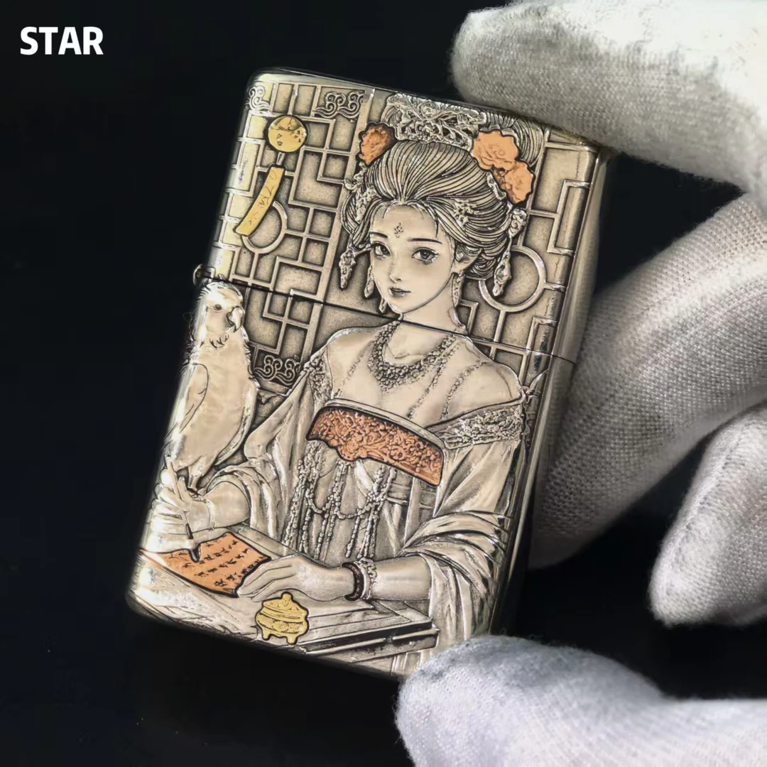 STAR恒星905S白铜盔甲浮雕镶嵌苏小小煤油打火机