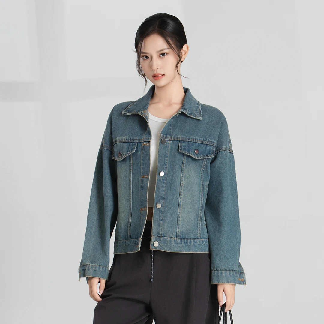 B1013-53L82025女装新款秋季长袖百搭复古牛仔短外套休闲