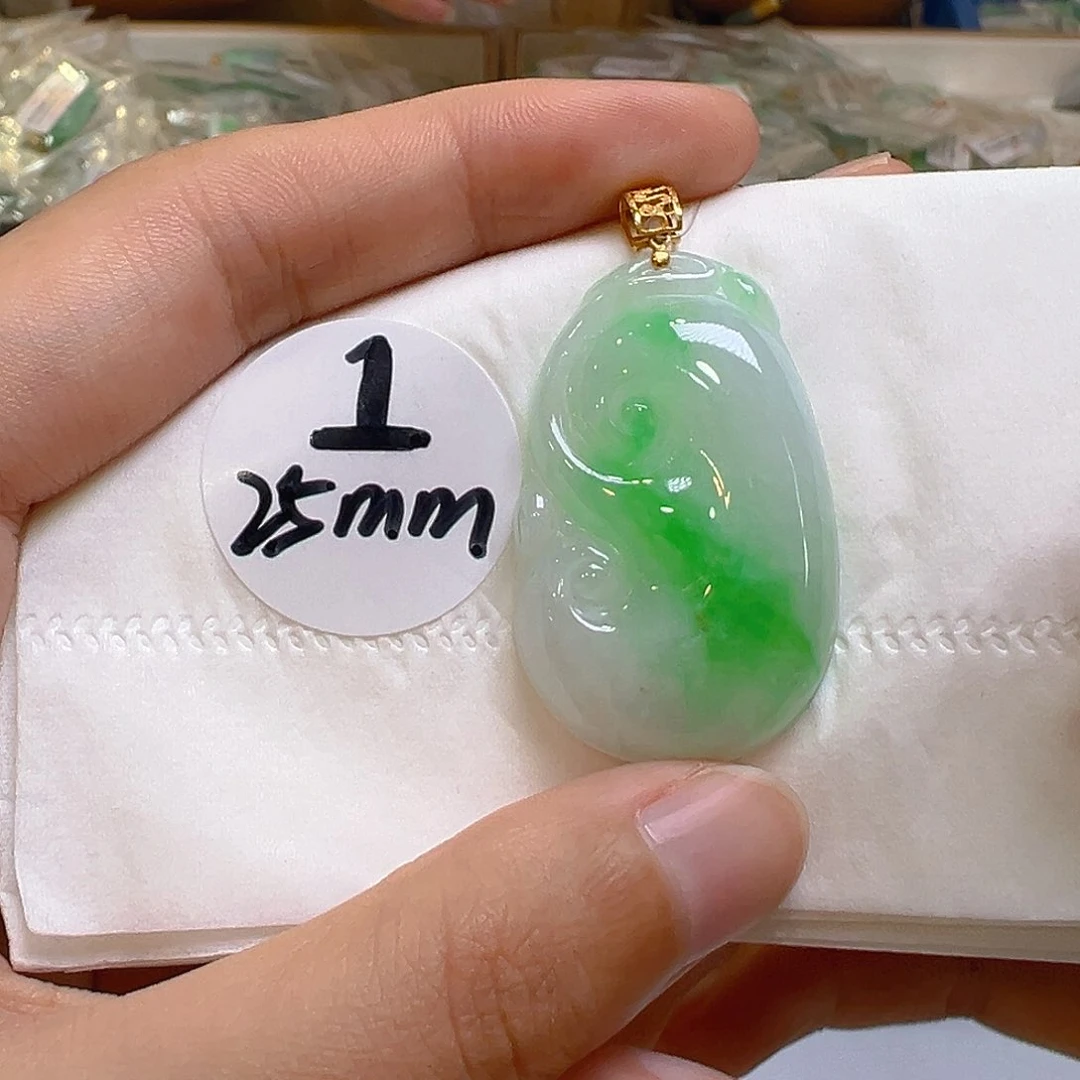 翡翠18K金镶嵌吊坠(不含链)翡翠