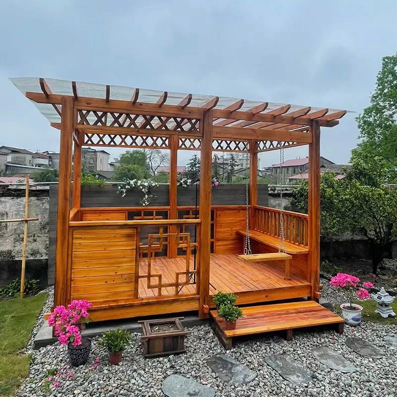 实木防腐木庭院葡萄架多功能摇椅廊架休闲葡萄架小院中式葡萄架