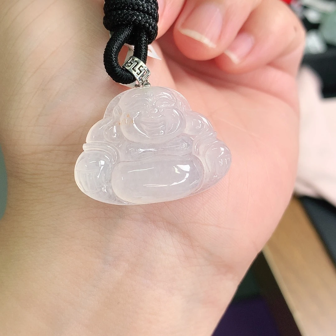 翡翠18K金镶嵌颈饰冰胶佛公25-30-6