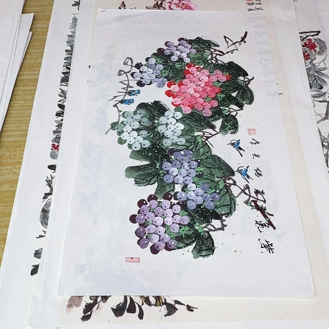 国画三尺整纸手绘作品