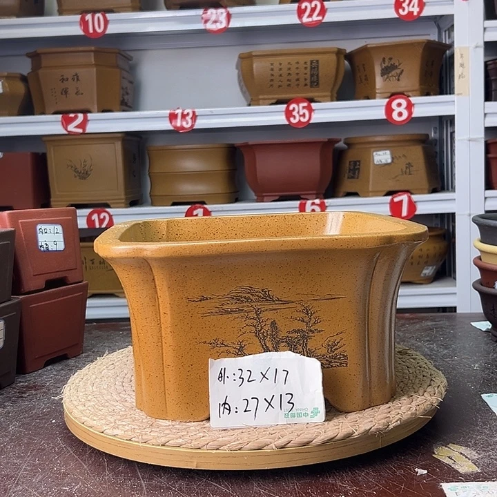 紫砂花盆蛇年大吉