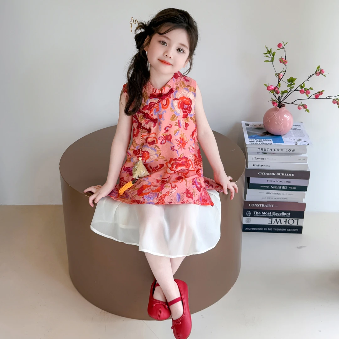 女童旗袍裙夏季2025新款儿童新中式国风连衣裙洋气宝宝古风背心裙