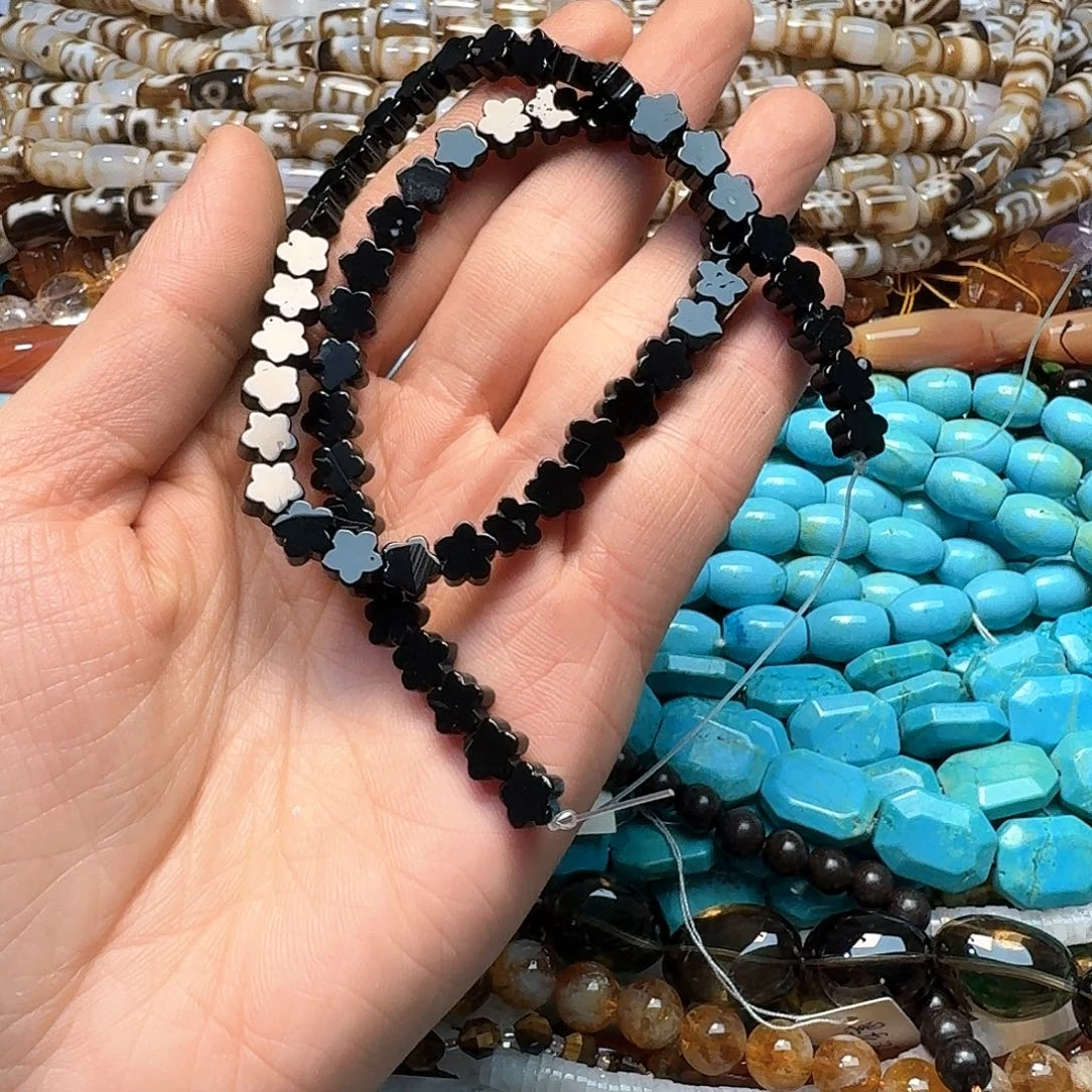 玛瑙/玉髓合金珠宝半成品一条8mm黑玛瑙