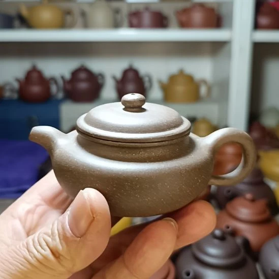 紫砂茶壶原矿青灰段仿古130cc半手工