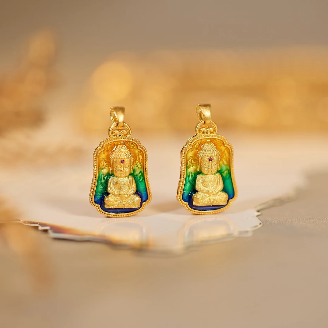 七夕限定【歪歪】（素金）药师佛吊坠（加加）（进阶版）18K金镶嵌X-U9785