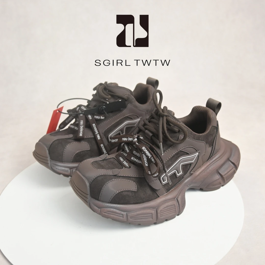 SGIRL TWTW复古增高双鞋带老爹鞋2025新款户外轻软百搭登山鞋女潮