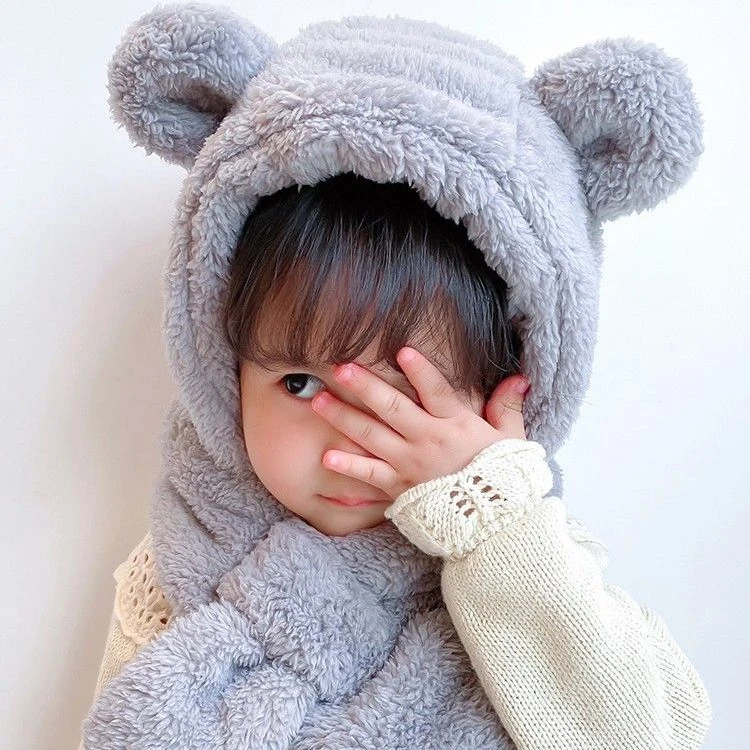 儿童帽子冬季男孩2025新款围巾一体女孩护耳帽宝宝防寒防风帽秋冬