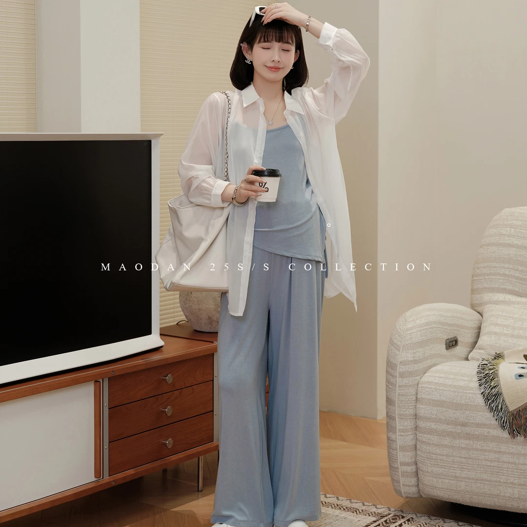 maodan/猫单清仓【松弛日常】孕妇装2025新款夏季吊带防晒衣慵懒风.