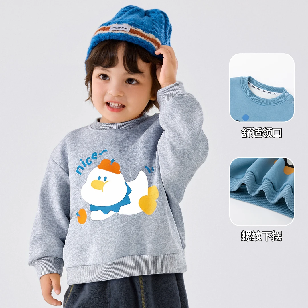 【嘟嘟家】休闲风薄款套头加绒加厚款秋冬A类卫衣