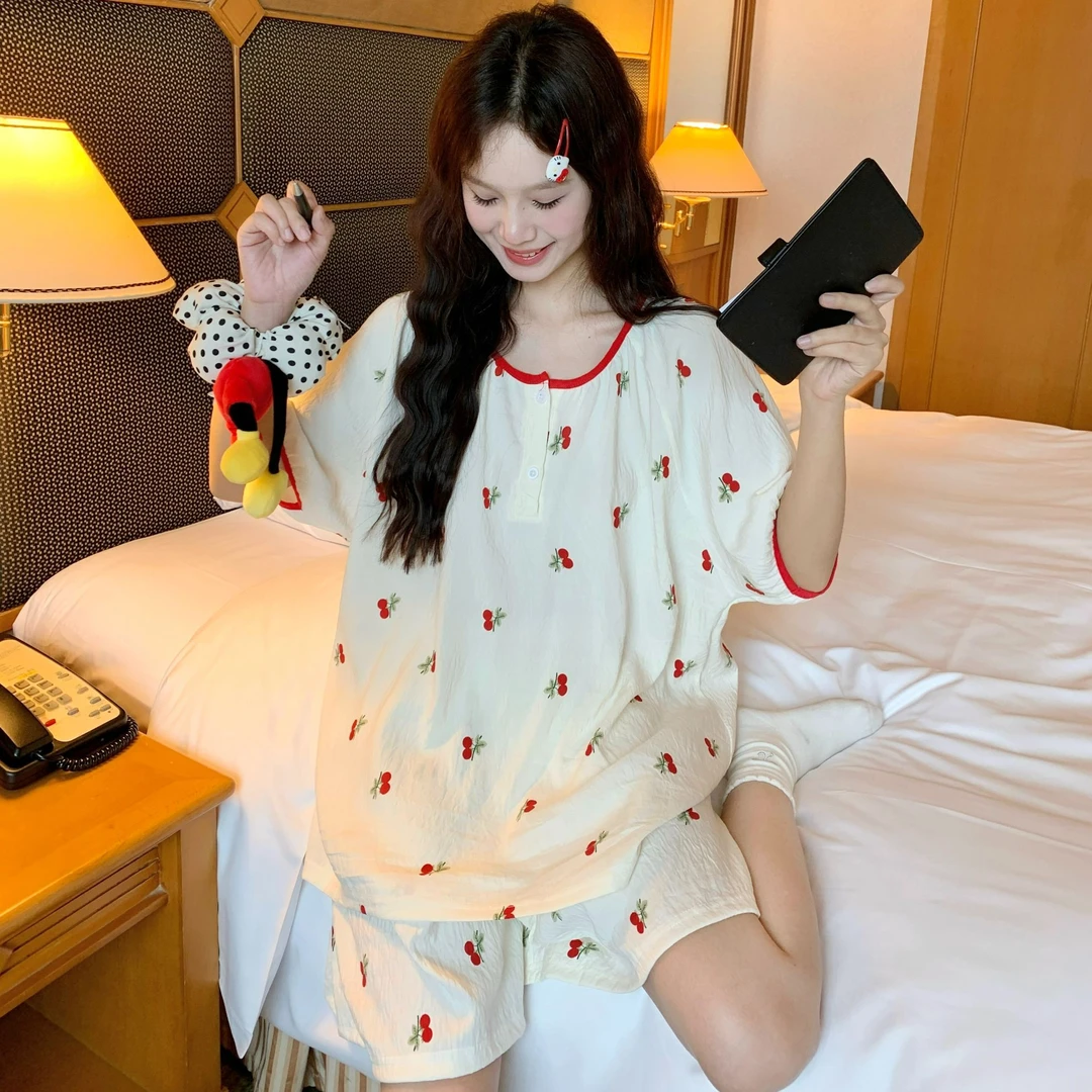 大码睡衣宽松宽大家居服套装180斤穿200多斤穿云朵棉甜美薄款睡衣