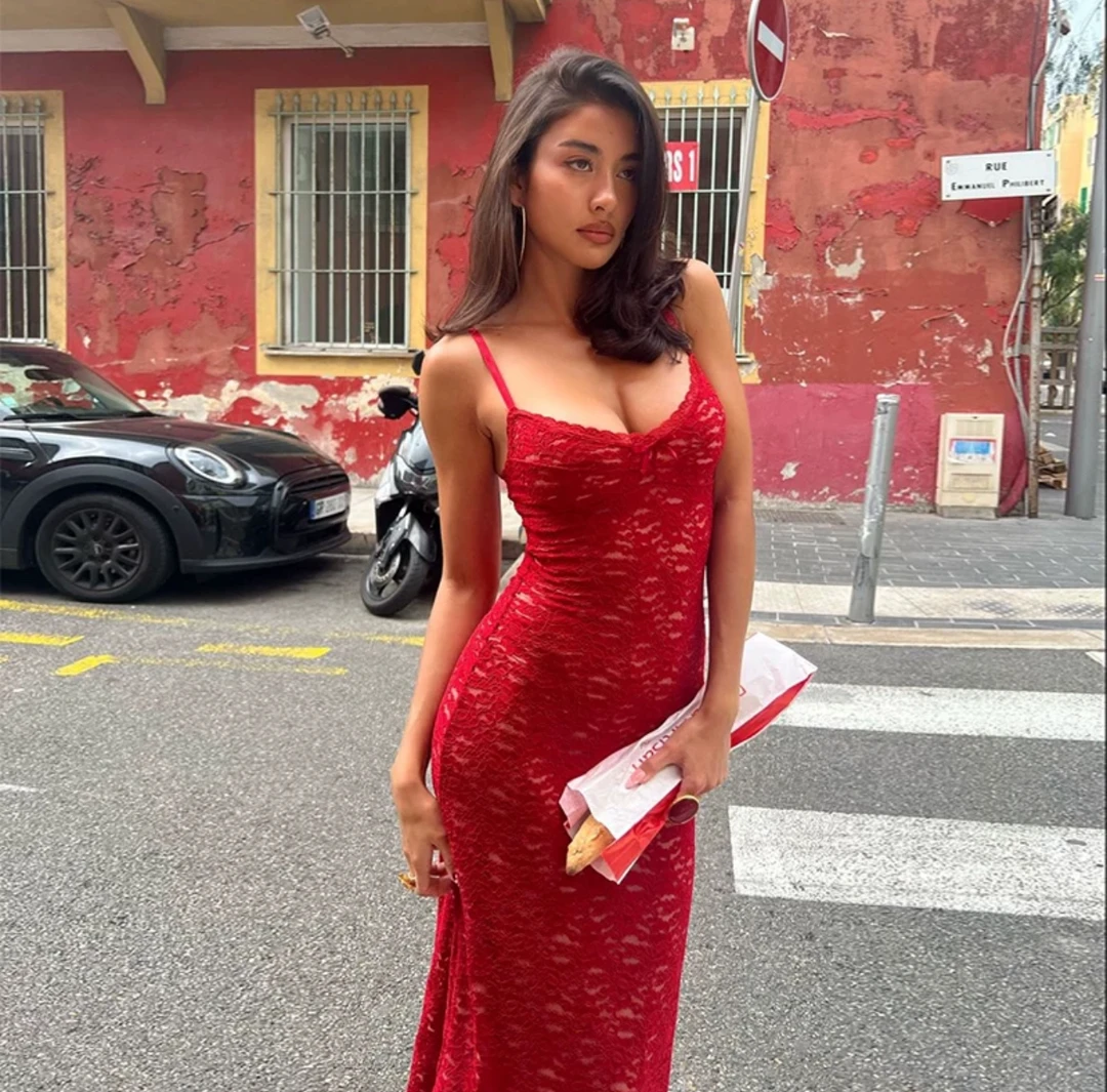 （直播专用）PLK Studio家孤品红色碎花连衣裙法式复古