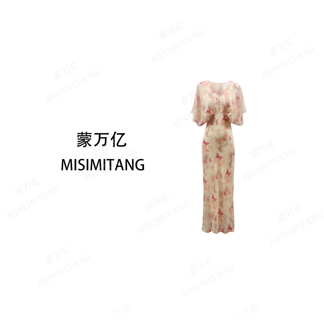 【仲夏夜之梦】夏新款法式粉色女装连衣裙时尚显瘦轻奢气质蝴蝶优雅