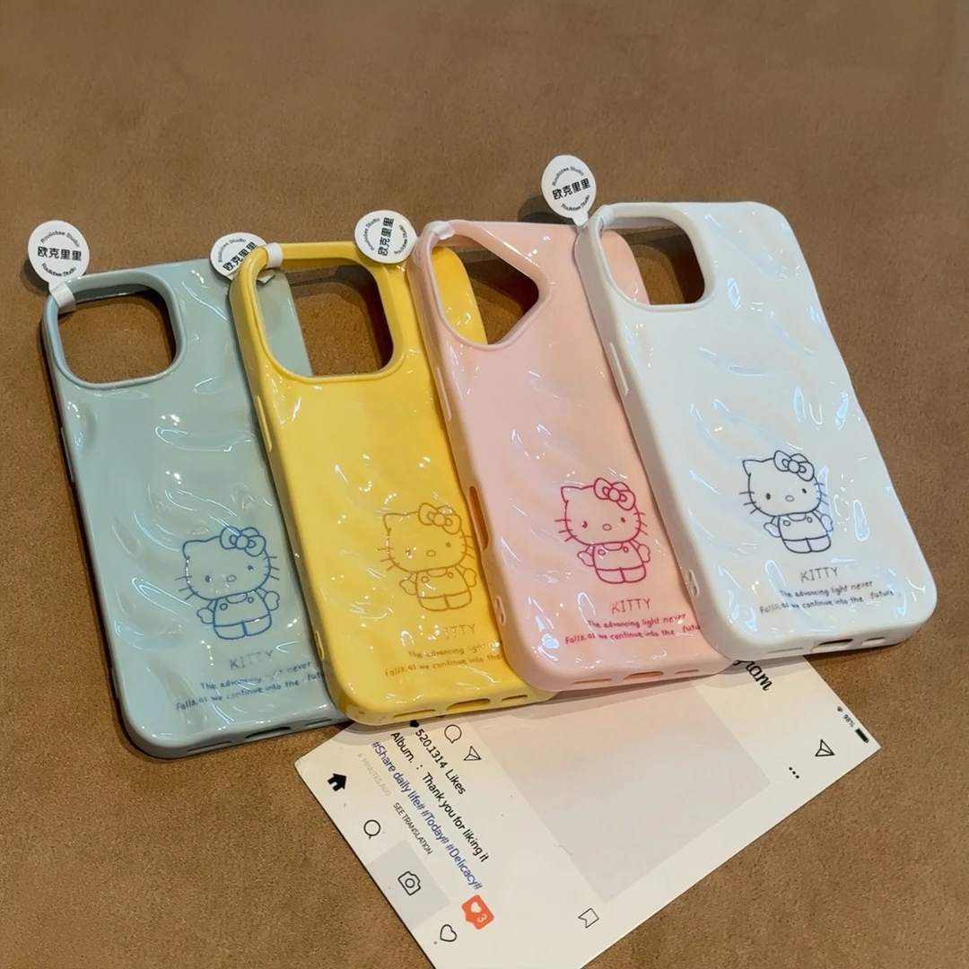 欧克里里奶呼呼Kitty酱苹果16Promax褶皱手机壳15/14陨石纹131211