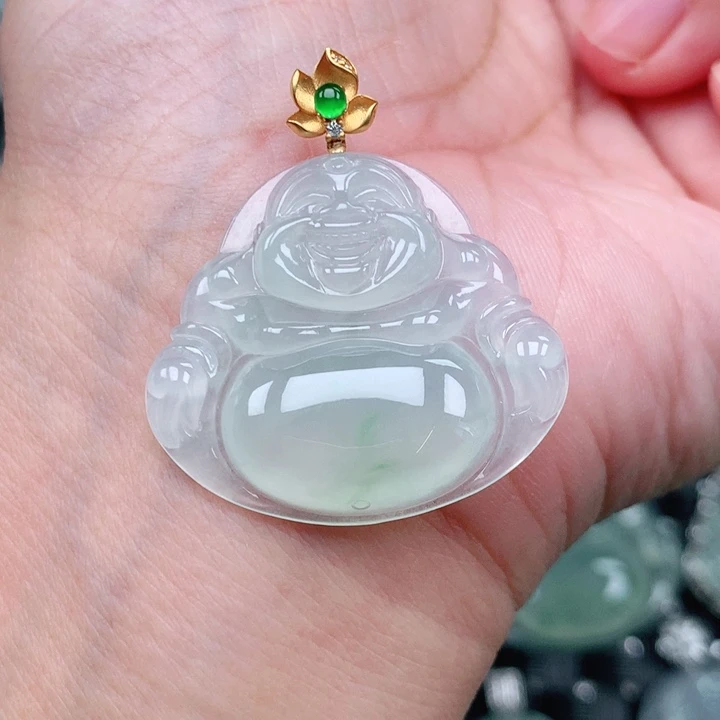 翡翠18K金镶嵌吊坠(不含链)