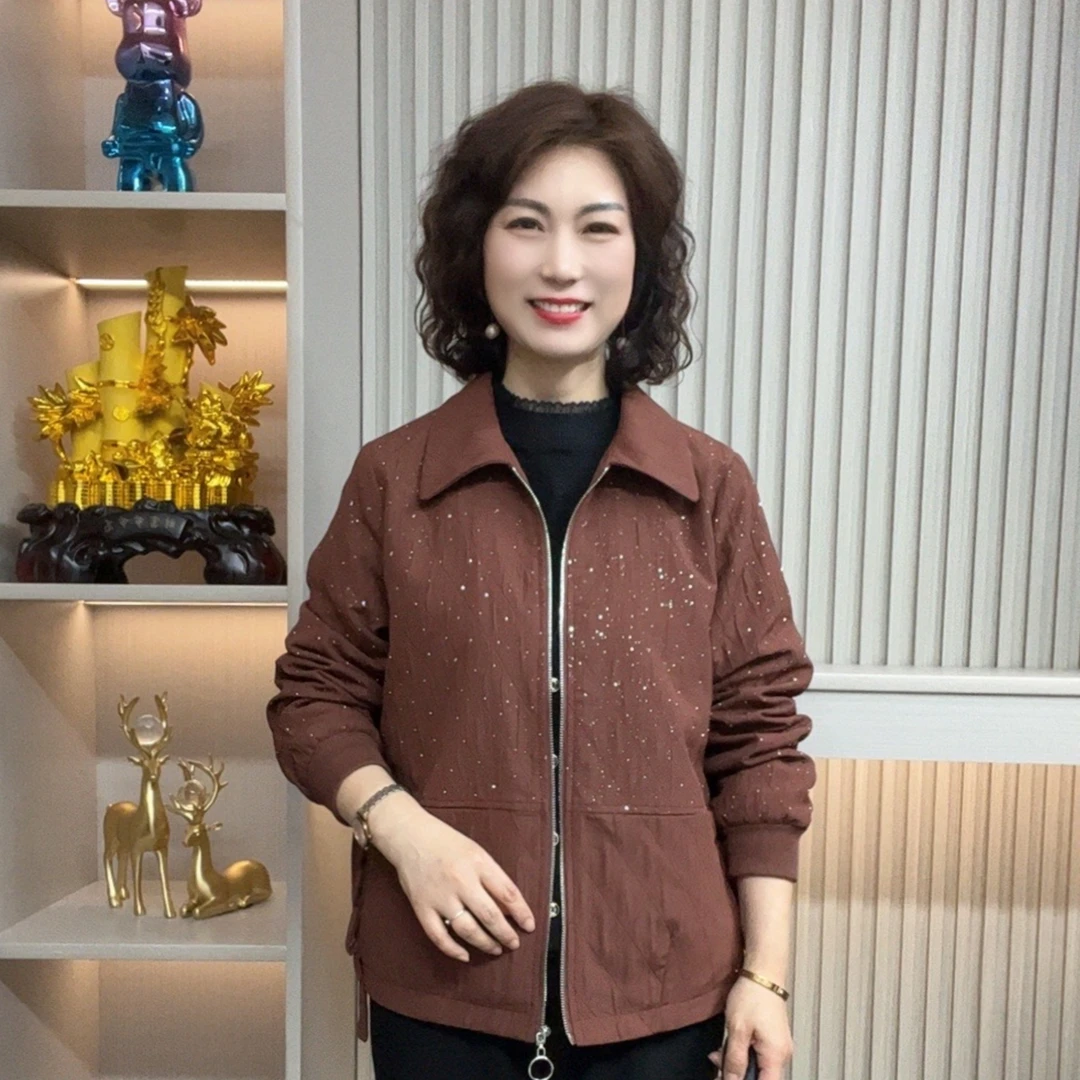 妈妈装流行时尚潮牌女装宽松春秋装大码外套休闲百搭长袖中老年女