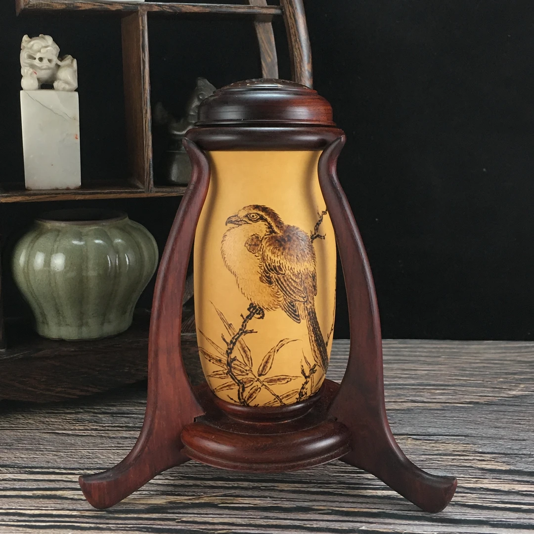 莺思竹语 纯手工艺烙画烫画养虫蓄虫鸣虫具葫芦蝈蝈叫罐文玩把件B