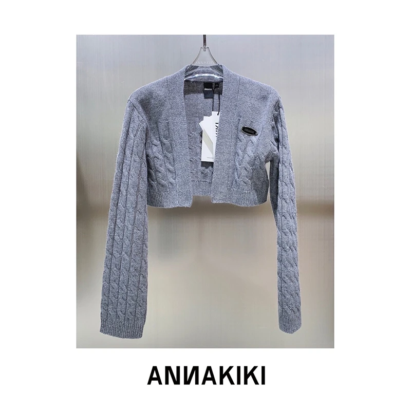 ANNAKIKI 羊毛短打开衫3A10721081A